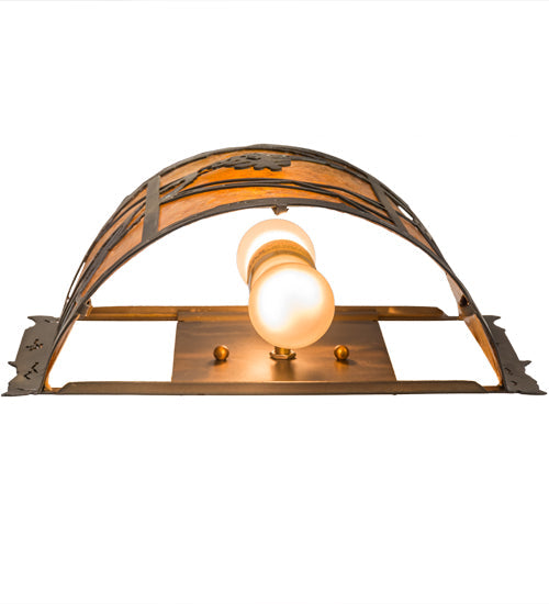 Meyda Lighting Whispering Pines 12" 2-Light Antique Copper Wall Sconce With Amber Mica Shade Glass