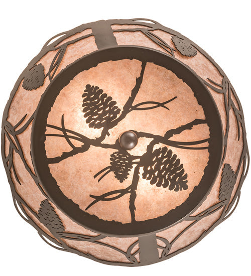 Meyda Lighting Whispering Pines 12" 2-Light Bronze Flush Mount Light With Silver Mica Shade Glass