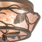 Meyda Lighting Whispering Pines 12" 2-Light Bronze Flush Mount Light With Silver Mica Shade Glass