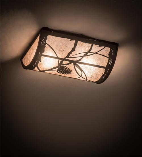 Meyda Lighting Whispering Pines 12" 2-Light Oil Rubbed Bronze Flush Mount Light With Silver Mica Shade Glass