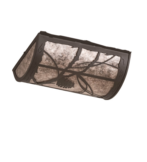 Meyda Lighting Whispering Pines 12" 2-Light Oil Rubbed Bronze Flush Mount Light With Silver Mica Shade Glass