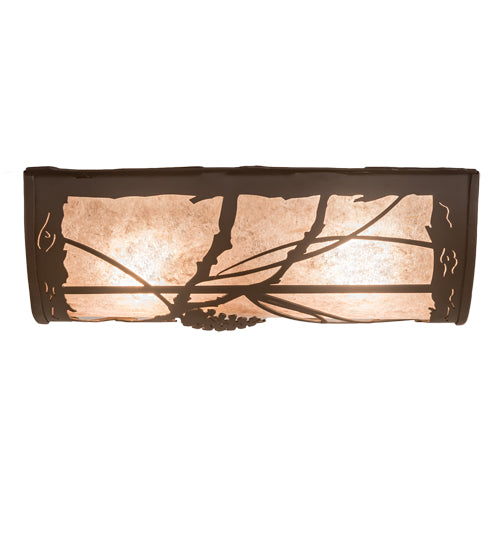 Meyda Lighting Whispering Pines 12" 2-Light Oil Rubbed Bronze Flush Mount Light With Silver Mica Shade Glass