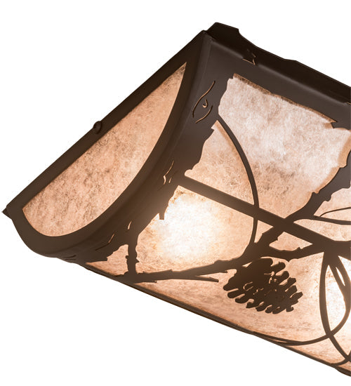 Meyda Lighting Whispering Pines 12" 2-Light Oil Rubbed Bronze Flush Mount Light With Silver Mica Shade Glass