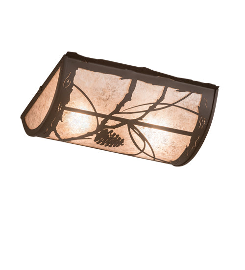 Meyda Lighting Whispering Pines 12" 2-Light Oil Rubbed Bronze Flush Mount Light With Silver Mica Shade Glass