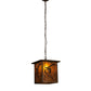 Meyda Lighting Whispering Pines 12"Sq Antique Copper Pendant Light With Amber Mica Shade Glass