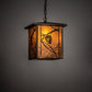 Meyda Lighting Whispering Pines 12"Sq Antique Copper Pendant Light With Amber Mica Shade Glass