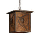 Meyda Lighting Whispering Pines 12"Sq Antique Copper Pendant Light With Amber Mica Shade Glass