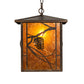 Meyda Lighting Whispering Pines 12"Sq Antique Copper Pendant Light With Amber Mica Shade Glass