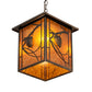 Meyda Lighting Whispering Pines 12"Sq Antique Copper Pendant Light With Amber Mica Shade Glass