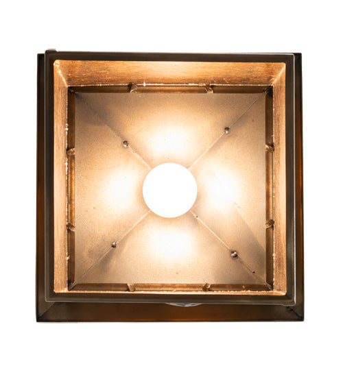 Meyda Lighting Whispering Pines 12"Sq Antique Copper Pendant Light With Amber Mica Shade Glass