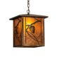 Meyda Lighting Whispering Pines 12"Sq Antique Copper Pendant Light With Amber Mica Shade Glass