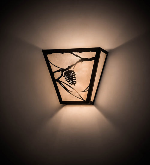 Meyda Lighting Whispering Pines 13" 2-Light Antique Copper Wall Sconce With Frosted Seeded Art Shade Glass