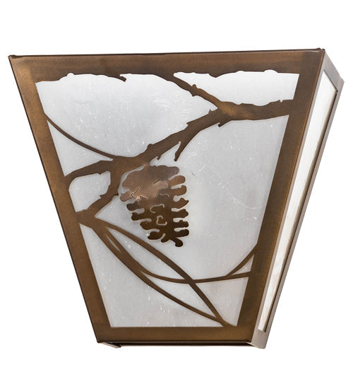 Meyda Lighting Whispering Pines 13" 2-Light Antique Copper Wall Sconce With Frosted Seeded Art Shade Glass