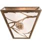 Meyda Lighting Whispering Pines 13" 2-Light Antique Copper Wall Sconce With Frosted Seeded Art Shade Glass