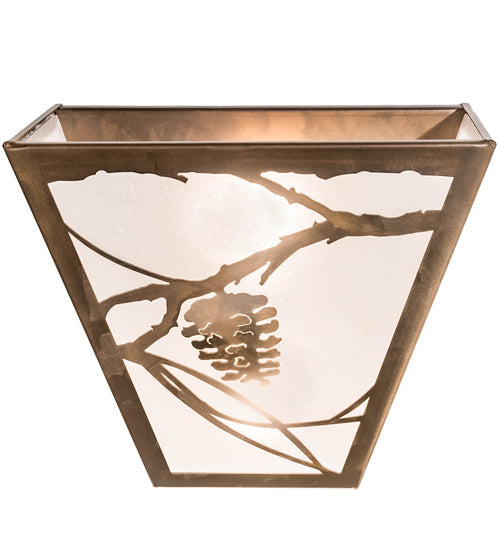 Meyda Lighting Whispering Pines 13" 2-Light Antique Copper Wall Sconce With Frosted Seeded Art Shade Glass
