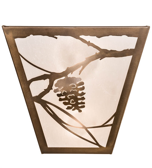 Meyda Lighting Whispering Pines 13" 2-Light Antique Copper Wall Sconce With Frosted Seeded Art Shade Glass