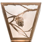 Meyda Lighting Whispering Pines 13" 2-Light Antique Copper Wall Sconce With Frosted Seeded Art Shade Glass