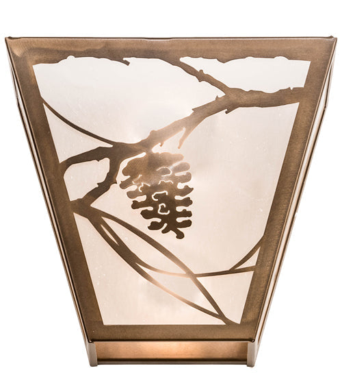 Meyda Lighting Whispering Pines 13" 2-Light Antique Copper Wall Sconce With Frosted Seeded Art Shade Glass