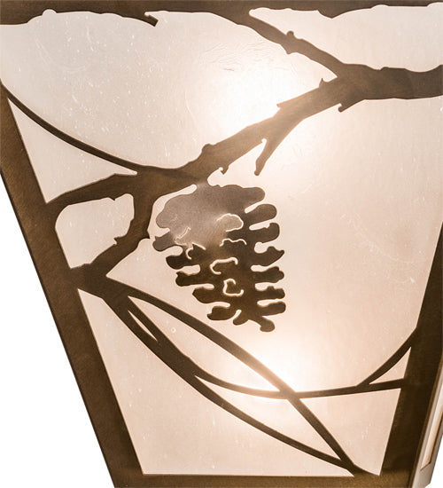 Meyda Lighting Whispering Pines 13" 2-Light Antique Copper Wall Sconce With Frosted Seeded Art Shade Glass