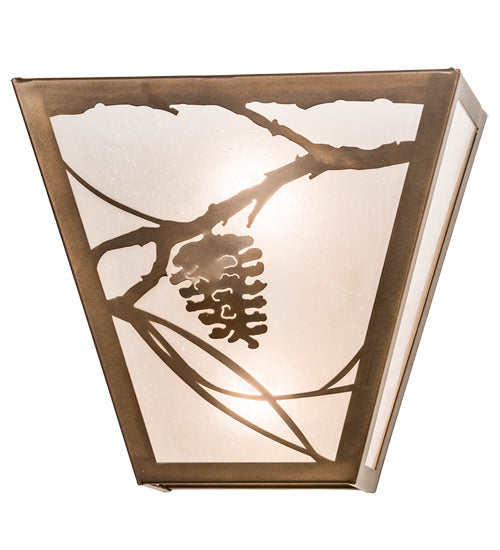 Meyda Lighting Whispering Pines 13" 2-Light Antique Copper Wall Sconce With Frosted Seeded Art Shade Glass