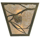 Meyda Lighting Whispering Pines 13" 2-Light Antique Copper Wall Sconce With Silver Mica Shade Glass