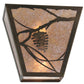 Meyda Lighting Whispering Pines 13" 2-Light Antique Copper Wall Sconce With Silver Mica Shade Glass