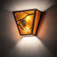 Meyda Lighting Whispering Pines 13" 2-Light Mahogany Bronze Wall Sconce With Amber Mica Shade Glass
