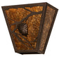 Meyda Lighting Whispering Pines 13" 2-Light Mahogany Bronze Wall Sconce With Amber Mica Shade Glass