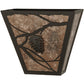 Meyda Lighting Whispering Pines 13" 2-Light Mahogany Bronze Wall Sconce With Silver Mica Shade Glass