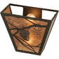 Meyda Lighting Whispering Pines 13" 2-Light Mahogany Bronze Wall Sconce With Silver Mica Shade Glass