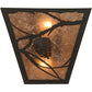 Meyda Lighting Whispering Pines 13" 2-Light Mahogany Bronze Wall Sconce With Silver Mica Shade Glass
