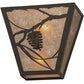 Meyda Lighting Whispering Pines 13" 2-Light Mahogany Bronze Wall Sconce With Silver Mica Shade Glass