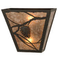 Meyda Lighting Whispering Pines 13" 2-Light Mahogany Bronze Wall Sconce With Silver Mica Shade Glass