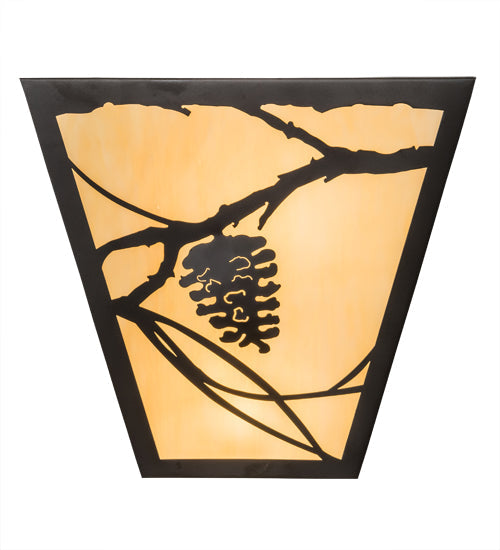 Meyda Lighting Whispering Pines 13" 2-Light Oil Rubbed Bronze Wall Sconce With Beige Art Shade Glass