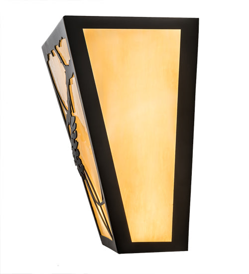 Meyda Lighting Whispering Pines 13" 2-Light Oil Rubbed Bronze Wall Sconce With Beige Art Shade Glass