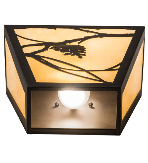 Meyda Lighting Whispering Pines 13" 2-Light Oil Rubbed Bronze Wall Sconce With Beige Art Shade Glass