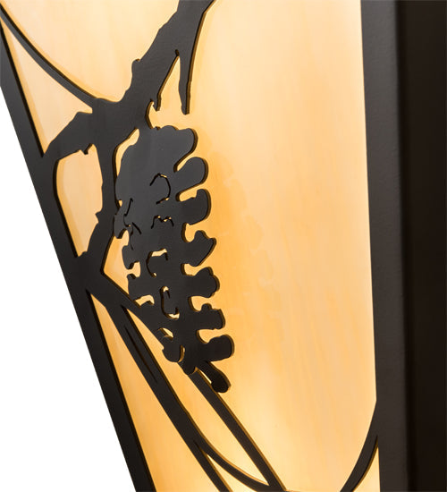 Meyda Lighting Whispering Pines 13" 2-Light Oil Rubbed Bronze Wall Sconce With Beige Art Shade Glass