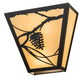 Meyda Lighting Whispering Pines 13" 2-Light Oil Rubbed Bronze Wall Sconce With Beige Art Shade Glass