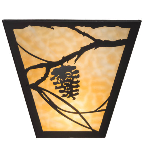 Meyda Lighting Whispering Pines 13" 2-Light Timeless Bronze Wall Sconce With Beige Art Shade Glass