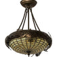 Meyda Lighting Whispering Pines 14" 3-Light Antique Copper Semi-flush Mount Ceiling Light With Bark Brown and Autumn Beige Shade Glass