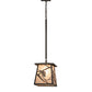 Meyda Lighting Whispering Pines 14" Wrought Iron Pendant Light With Silver Mica Shade Glass