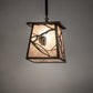 Meyda Lighting Whispering Pines 14" Wrought Iron Pendant Light With Silver Mica Shade Glass