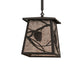 Meyda Lighting Whispering Pines 14" Wrought Iron Pendant Light With Silver Mica Shade Glass