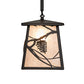Meyda Lighting Whispering Pines 14" Wrought Iron Pendant Light With Silver Mica Shade Glass