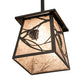 Meyda Lighting Whispering Pines 14" Wrought Iron Pendant Light With Silver Mica Shade Glass