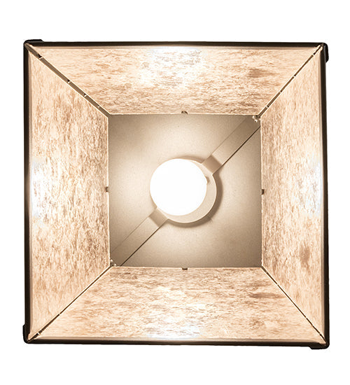 Meyda Lighting Whispering Pines 14" Wrought Iron Pendant Light With Silver Mica Shade Glass
