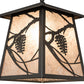 Meyda Lighting Whispering Pines 14" Wrought Iron Pendant Light With Silver Mica Shade Glass