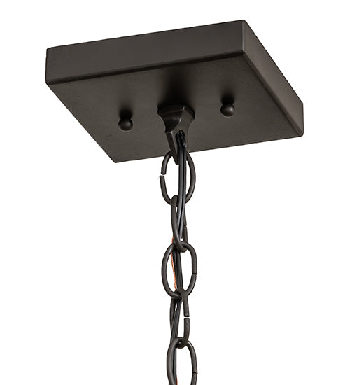Meyda Lighting Whispering Pines 14" Wrought Iron Pendant Light With Silver Mica Shade Glass