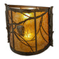 Meyda Lighting Whispering Pines 15" 2-Light Antique Copper Wall Sconce With Amber Mica Shade Glass