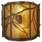 Meyda Lighting Whispering Pines 15" 2-Light Antique Copper Wall Sconce With Amber Mica Shade Glass